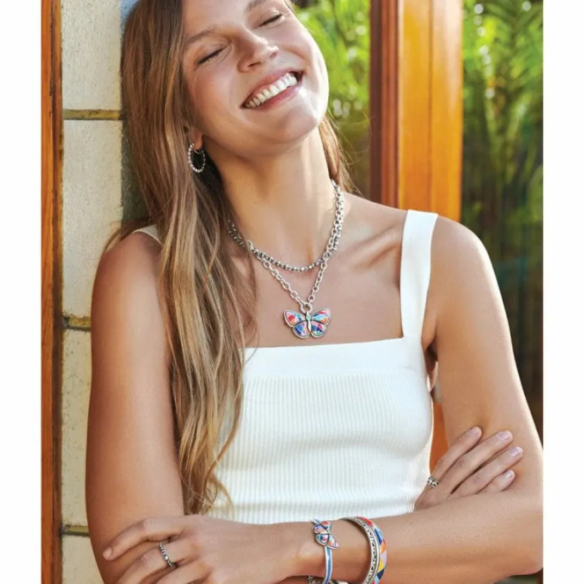 Brighton Colormix Butterfly Bar Bracelet Silver-Multi Clearance