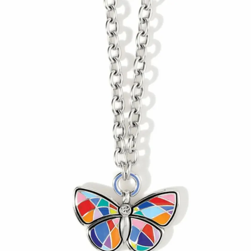 Brighton Colormix Butterfly Ring Necklace Silver-Multi Fashion