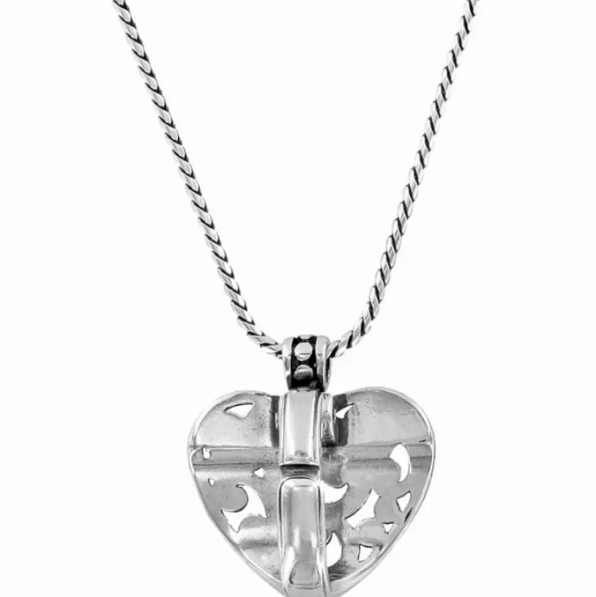 Brighton Contempo Heart Badge Clip Necklace Silver Discount