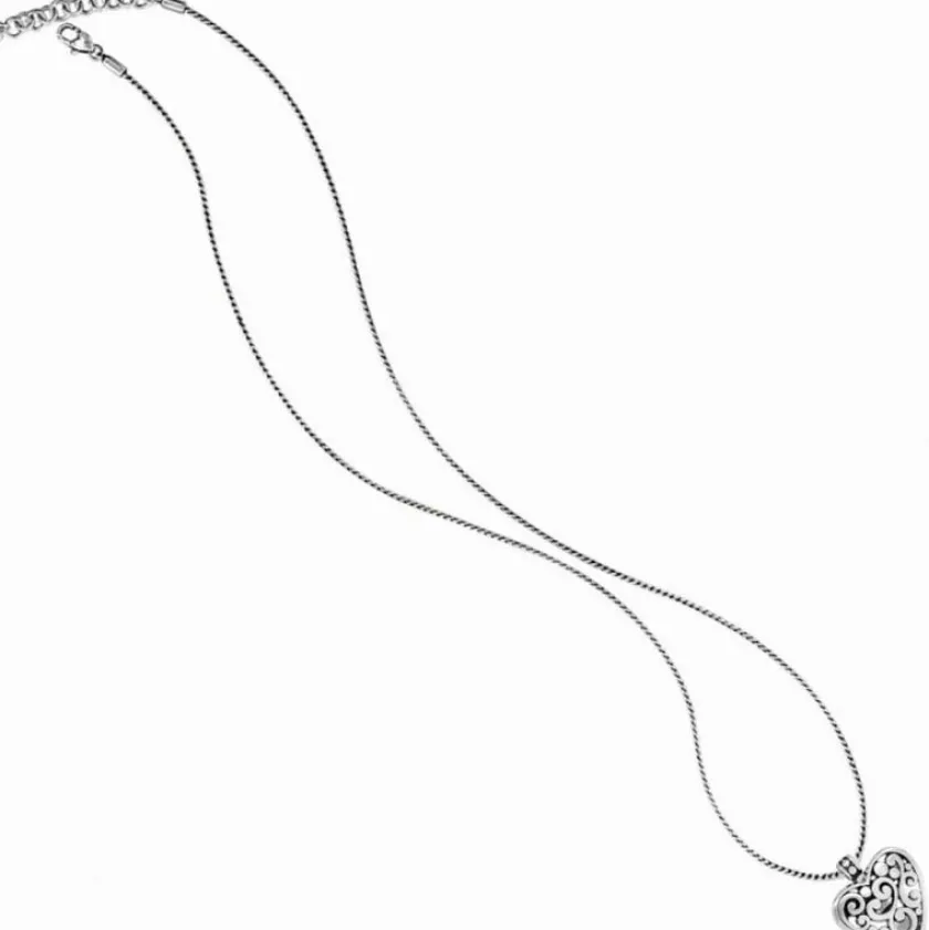 Brighton Contempo Heart Badge Clip Necklace Silver Discount