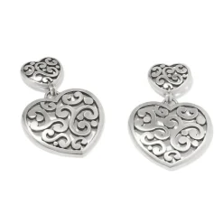 Brighton Contempo Heart Double Post Drop Earrings Silver Sale
