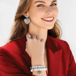 Brighton Contempo Heart Double Post Drop Earrings Silver Sale