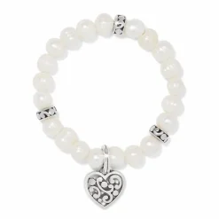 Brighton Contempo Heart Pearl Stretch Bracelet Silver-Pearl Fashion