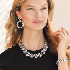 Brighton Contempo Moda Ring Post Drop Earrings Silver Best