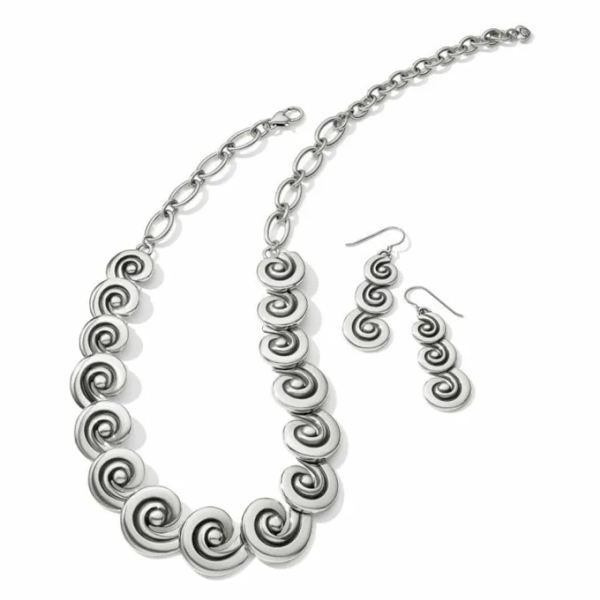 Brighton Contempo Moda Swirl French Wire Earrings Silver Fashion