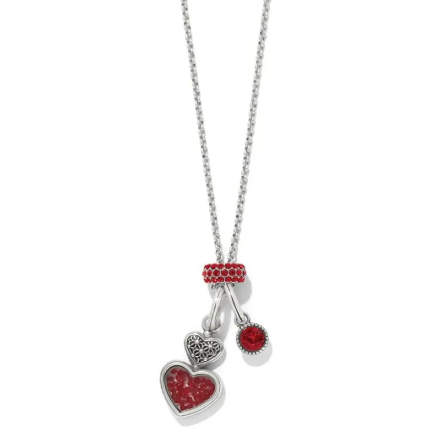 Brighton Count Your Blessings Charm Necklace Silver-Red Best