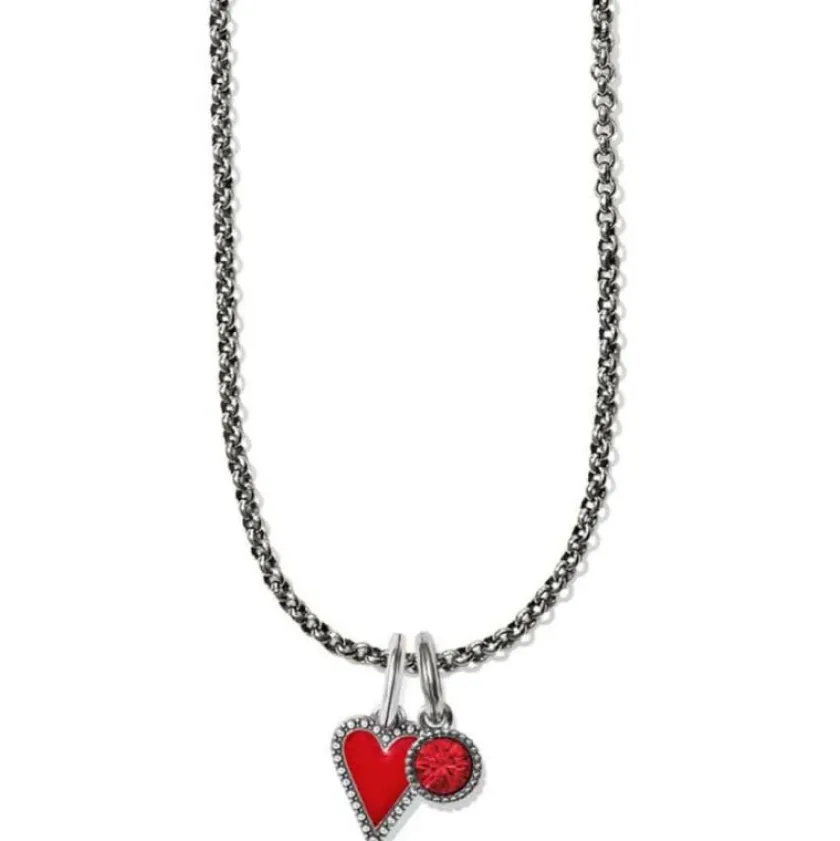 Brighton Dazzling Love Red Heart Charm Necklace Silver-Red Best