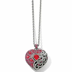 Brighton Ecstatic Heart Reversible Convertible Necklace Silver-Red Outlet