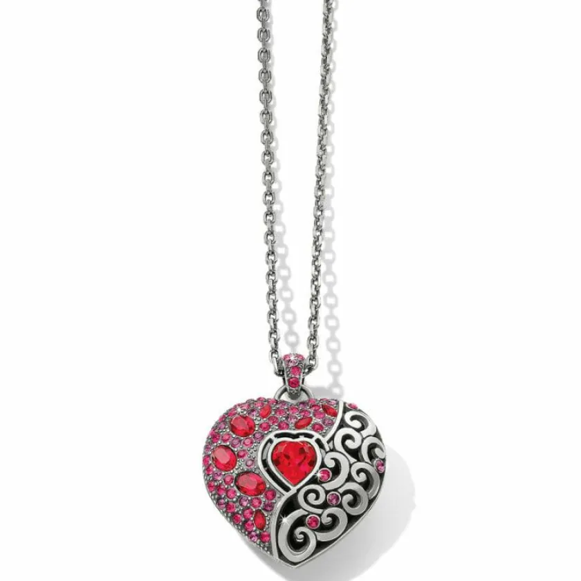 Brighton Ecstatic Heart Reversible Convertible Necklace Silver-Red Outlet