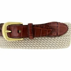 Brighton Elastic Cord w/ Croco Belt Beige New