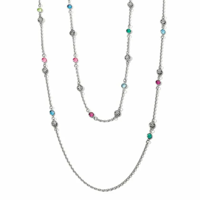 Brighton Elora Gems Drops Long Necklace Silver-Multi Best