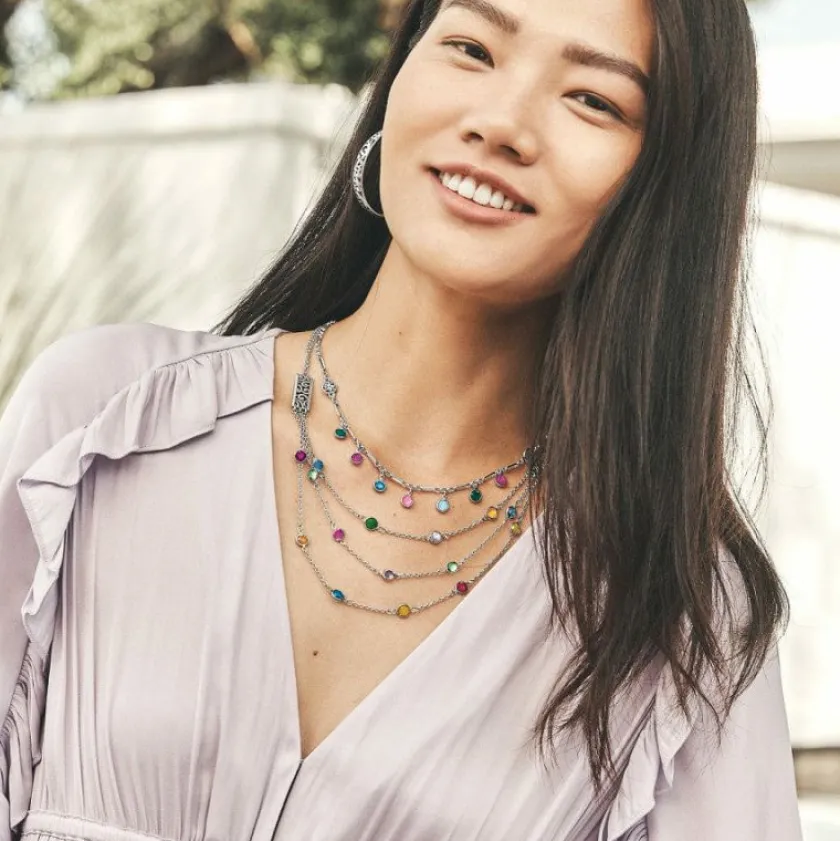 Brighton Elora Gems Drops Long Necklace Silver-Multi Best