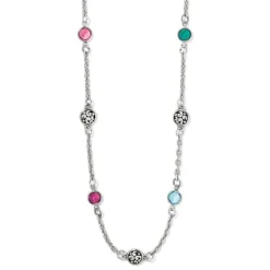 Brighton Elora Gems Drops Short Necklace Silver-Multi Clearance