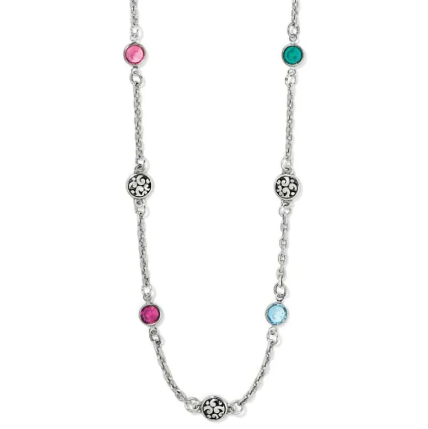 Brighton Elora Gems Drops Short Necklace Silver-Multi Clearance