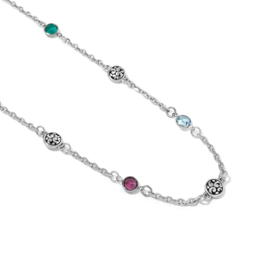 Brighton Elora Gems Drops Short Necklace Silver-Multi Clearance