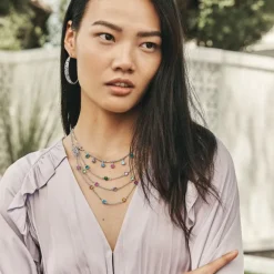 Brighton Elora Gems Drops Short Necklace Silver-Multi Clearance