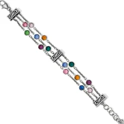 Brighton Elora Gems Tri Strand Bracelet Silver-Multi Outlet