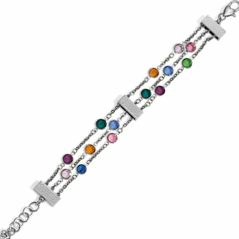 Brighton Elora Gems Tri Strand Bracelet Silver-Multi Outlet