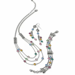 Brighton Elora Gems Tri Strand Bracelet Silver-Multi Outlet