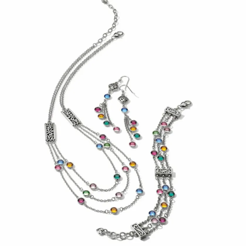 Brighton Elora Gems Tri Strand Bracelet Silver-Multi Outlet