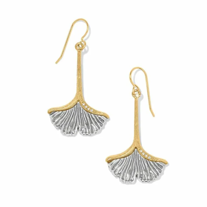 Brighton Everbloom Ginkgo French Wire Earrings Silver-Gold Fashion