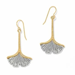 Brighton Everbloom Ginkgo French Wire Earrings Silver-Gold Fashion