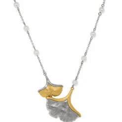 Brighton Everbloom Ginko Pearl Necklace Silver-Gold Clearance