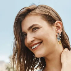 Brighton Everbloom Jardin Post Drop Earrings Silver-Gold Clearance