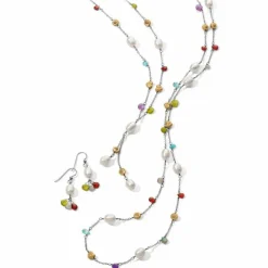 Brighton Eye Candy Pearl Long Necklace Silver-Pearl Sale