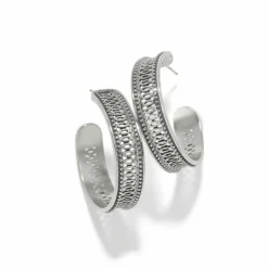 Brighton Ferrara Siena Large Hoop Earrings Silver Fashion