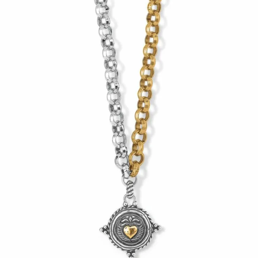 Brighton Ferrara Virtue Winged Heart Statement Necklace Silver-Gold Online