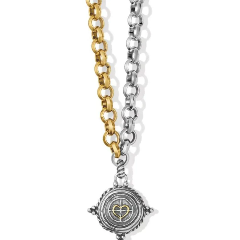 Brighton Ferrara Virtue Winged Heart Statement Necklace Silver-Gold Online