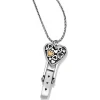 Brighton Floating Heart Badge Clip Necklace Silver-Gold Hot