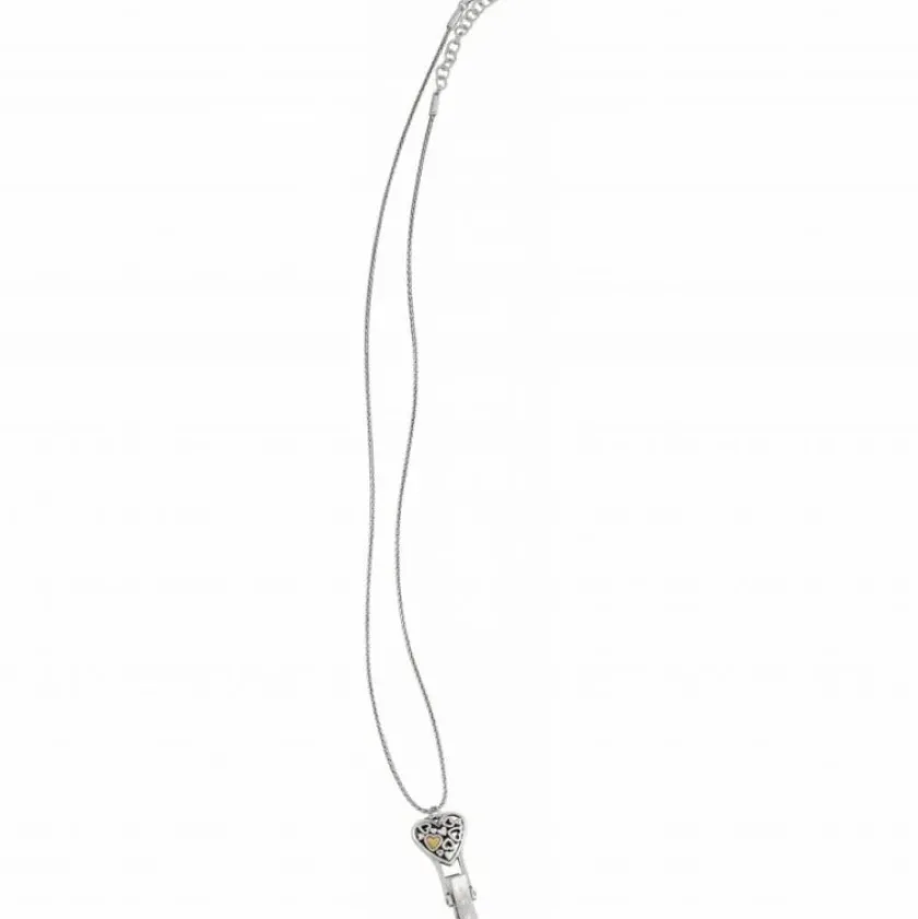 Brighton Floating Heart Badge Clip Necklace Silver-Gold Hot