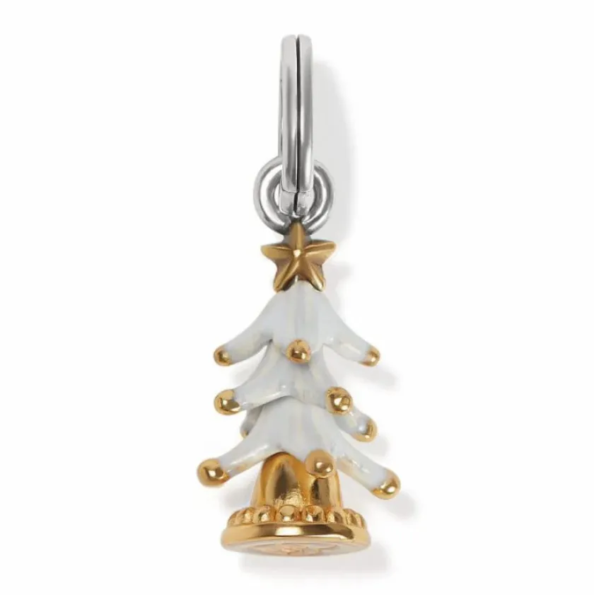 Brighton Flocked Christmas Tree Charm Gold-White Discount