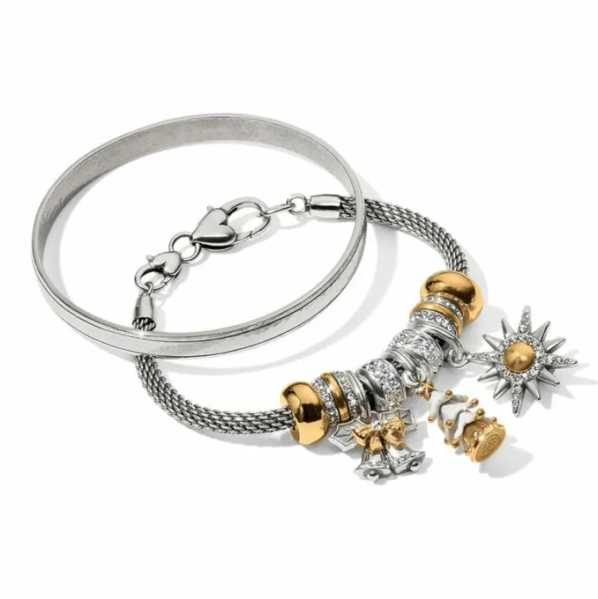 Brighton Flocked Christmas Tree Charm Gold-White Discount