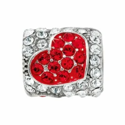 Brighton Glitter Sparkle Heart Bead Silver-Red Fashion
