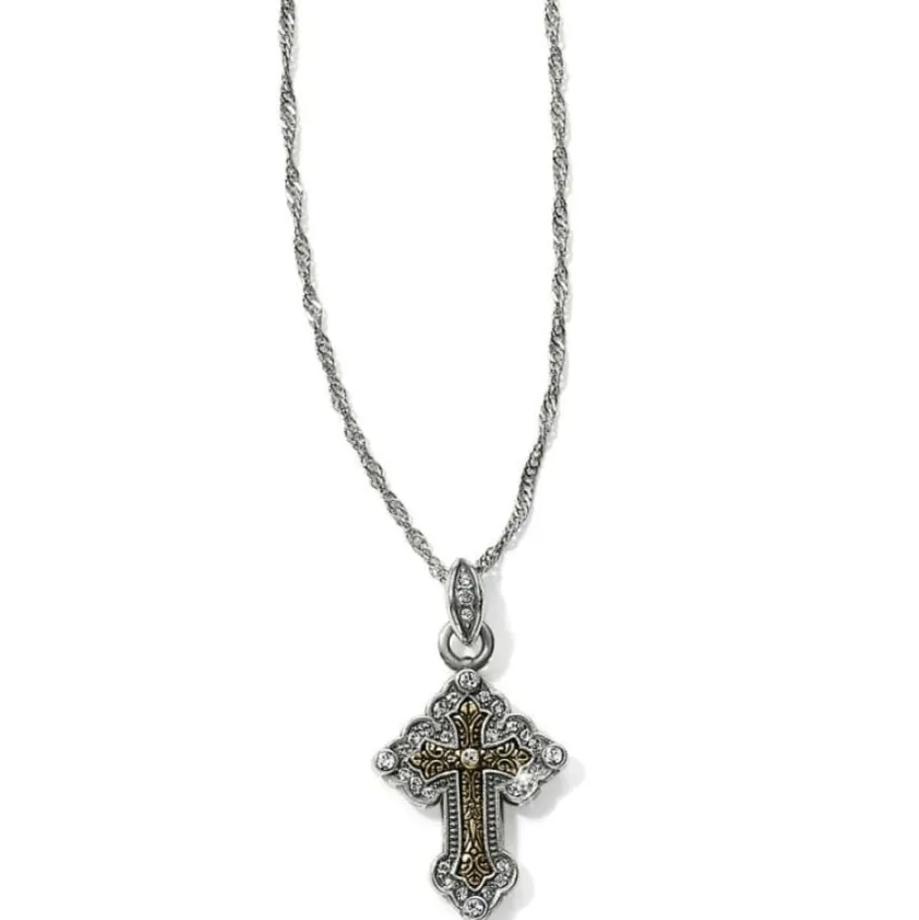 Brighton Greek Petite Cross Necklace Silver-Gold Online