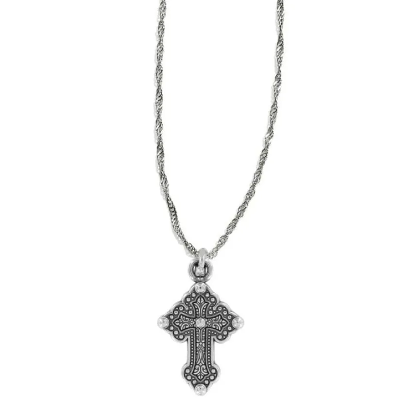 Brighton Greek Petite Cross Necklace Silver-Gold Online