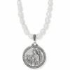 Brighton Guardian Angel Locket Necklace Silver-Pearl New