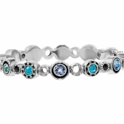Brighton Halo Burst Hinged Bangle Silver-Tanzanite New