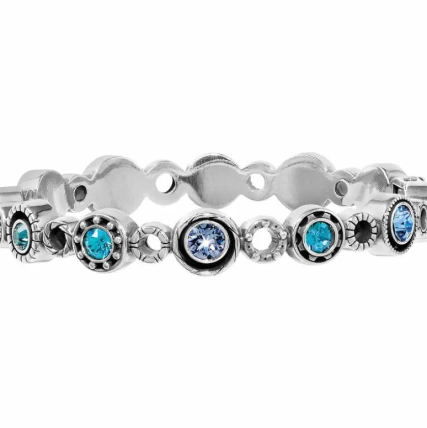 Brighton Halo Burst Hinged Bangle Silver-Tanzanite New