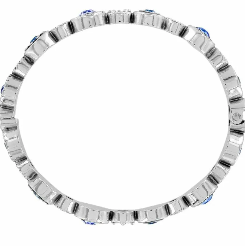 Brighton Halo Burst Hinged Bangle Silver-Tanzanite New