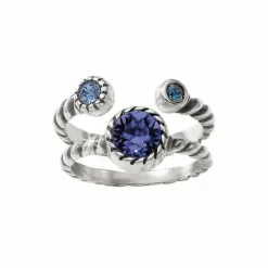 Brighton Halo Duo Ring Silver-Tanzanite Clearance