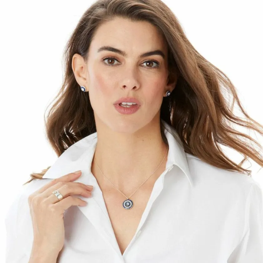 Brighton Halo Eclipse Petite Necklace Silver-Blue Best