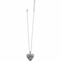 Brighton Halo Heart Necklace Silver-Multi Hot