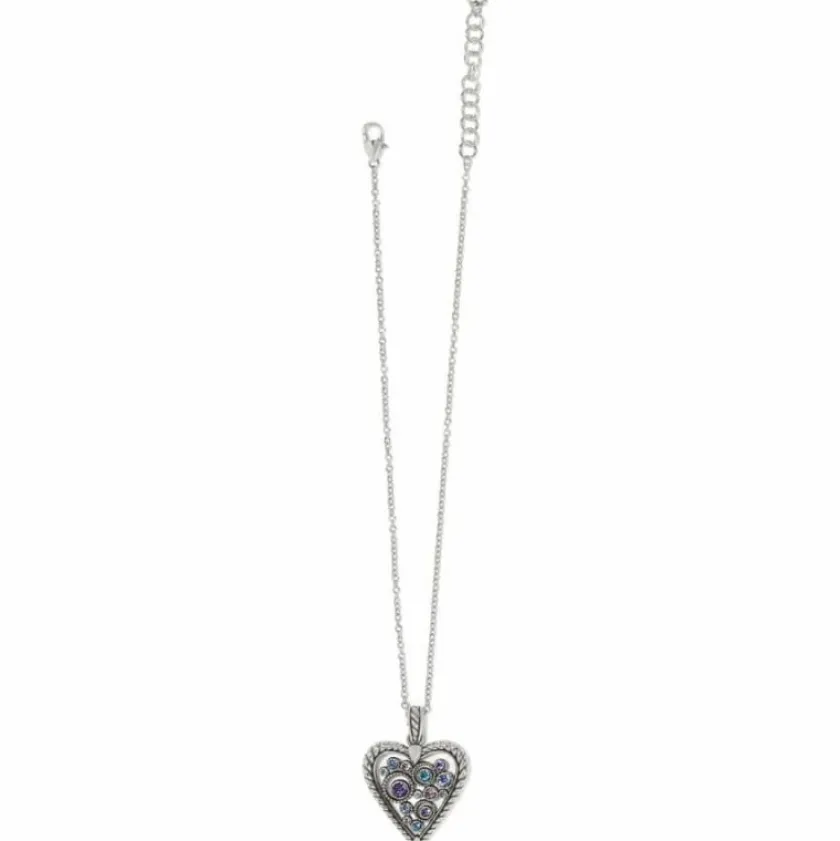 Brighton Halo Heart Necklace Silver-Multi Hot