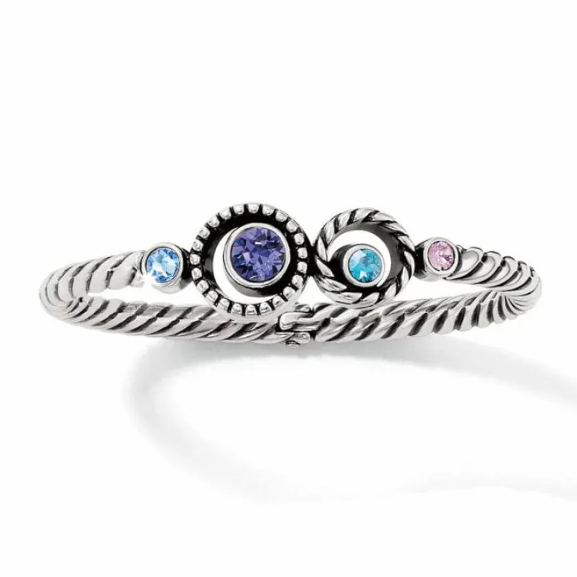 Brighton Halo Hinged Bangle Silver-Tanzanite New