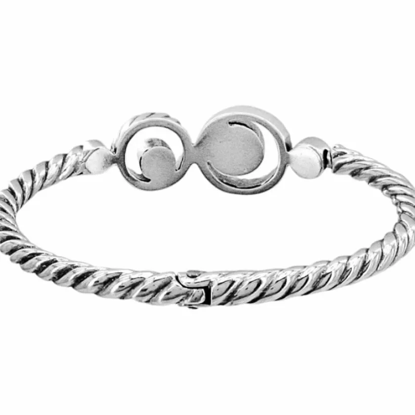 Brighton Halo Hinged Bangle Silver-Tanzanite New