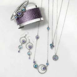 Brighton Halo Radiance French Wire Earrings Silver-Tanzanite Outlet